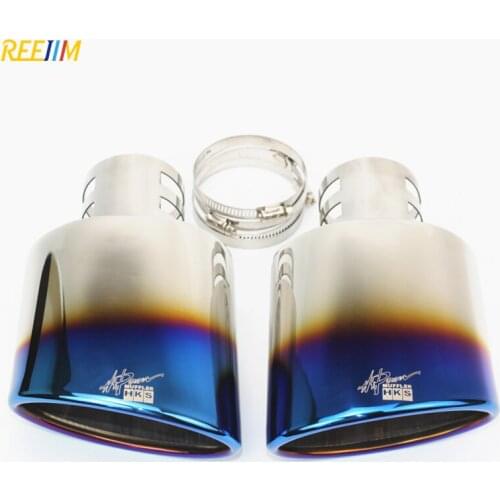 2 PCS 2.5'' inlet Blue Burnt Stainless Steel Universal exhaust tip car muffler tip tailpipe nozzle car-stying