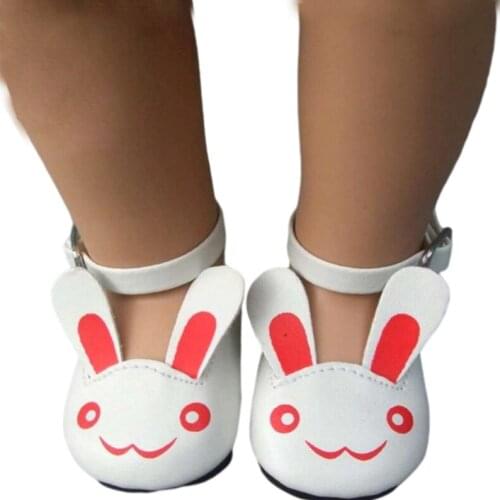 Quality Cute Doll White Leather Shoes for 18 Inch Girls Doll and Baby New Born Dolls Princess Shoes