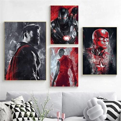 Classic Thor Captain America Paintings Marvel Avengers Super Heroes Canvas Pianting Print Wall Art- Home Cuadros Decor Poster