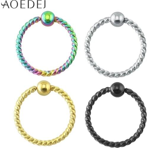 Twisted Stainless Steel Ball Clip Septum Ring Horseshoe Shaped Four Color Lip Eyebrow Ear Nipple Nose Ring Piercing Jewelry