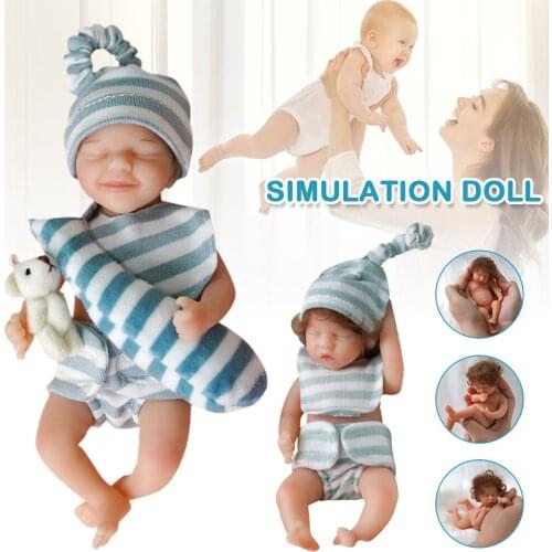 6 Inches Silicone Reborn Baby Doll Lifelike Newborn Baby Full Body Mini Doll Soft Sleeping Dolls for Children Creative Toy Gift