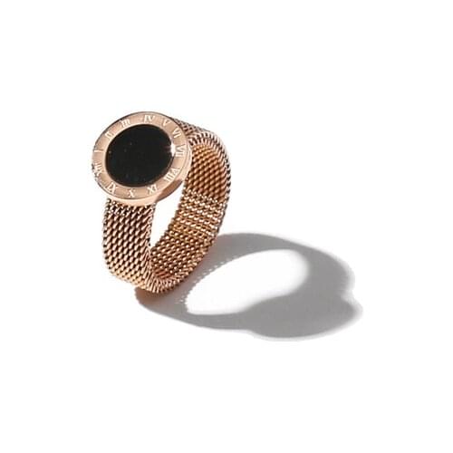 YUN RUO 2019 Fashion Roman Numerals Rings Rose Gold Color Ladys Birthday Gift Woman Fashion Titanium Steel Jewelry Never Fade