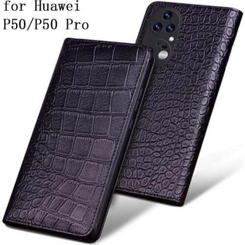 Fashion Crocodile Phone Case for Huawei P50 Genuine Leather Cover Bag for Huawei P50 Pro p50pro funda skin Business Flip shell