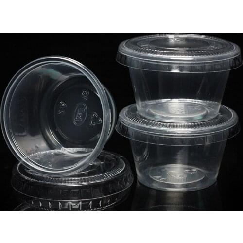 200 Set Disposable Plastic Cups with lid Pudding Cups jelly Bowl Dessert yogurt sauce box party Festival Wedding 1/2/3/4/5/6oz