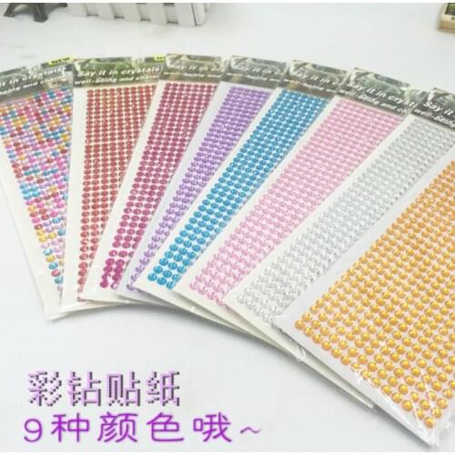 6mm 504pcs Rhinestone Stickers Childrens Toy Mobile Phone Acrylic Diamond Sticker Crystal Jewels Festival Party Makeup Decor
