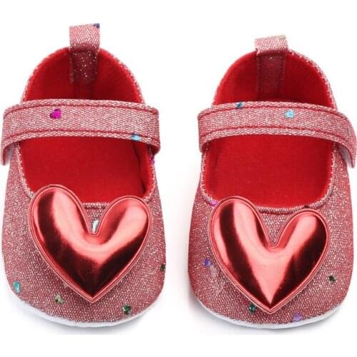 Newborn Baby Shoes 0-18M Autumn Baby Girl Anti-Slip Casual Walking Shoes Sequin Heart Design Sneakers Soft Soled First Walkers