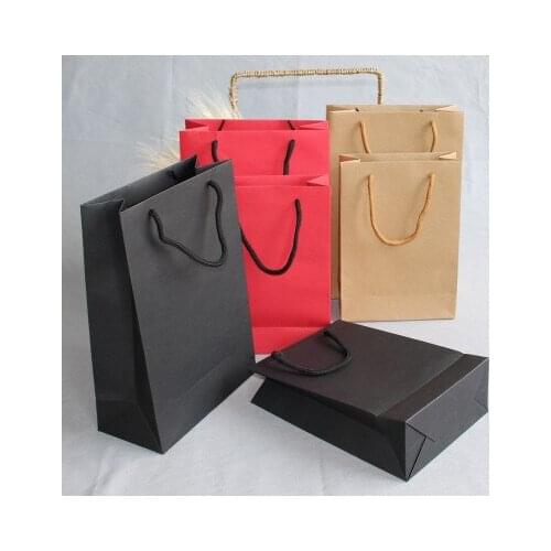 Manufacture 500pcs/lot Blank kraft paper boutique brown shopping paper bags For clothes/jewelry/advertising