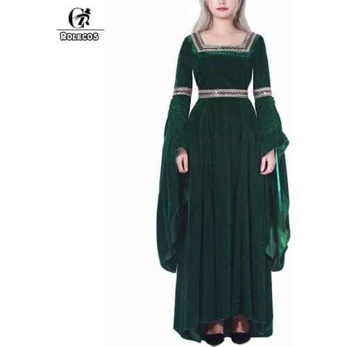 ROLECOS Flannel Lolita Dress Renaissance Victorian Dress Women Halloween Costume Retro Vintage Dress Long Sleeve Party Clothing