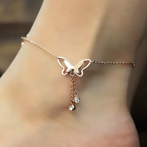 Romantic Butterfly Silver-color Anklets for Women Girls Accessories Adjustable Length Wedding Party Occasion