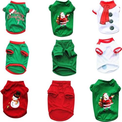 Christmas Pet Dog Clothes Cute Pets Cotton Santa Shirt for Puppy Autumn Winter Warm Pet Chihuahua Pug Shirt Clothing Pet Costume