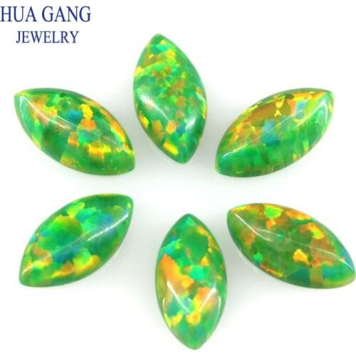 OP21 Opal Loose Stones Marquise Shape Cabochon Flat Back Created Opal Beads Semi-Precious Stones For Jewelry Making