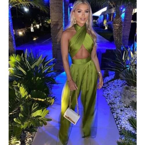 Womens Sexy Leotards Womens Jumpsuits Workout Active Wear Sleeveless 2021 Summer Satin Jumpsuits Skinny Fashion