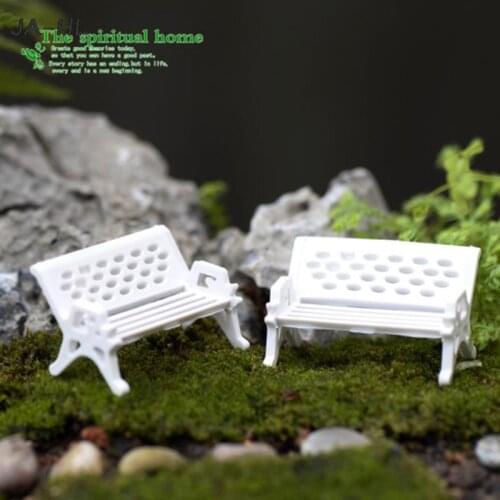 2pcs Park Chair Figurines Doll House Miniature Bench Succulent Bonsai DIY Craft Mini Garden Decoration Chairs