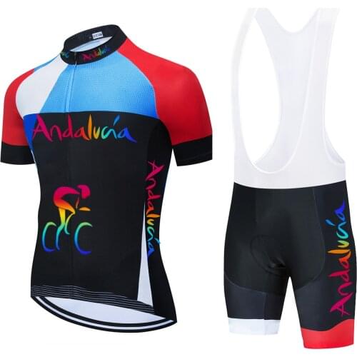 20120 Team Andalucia Cycling Jersey Bib Set MTB Uniform Bicycle Clothing Quick Dry Bike Clothes Wear Mens Short Maillot Culotte