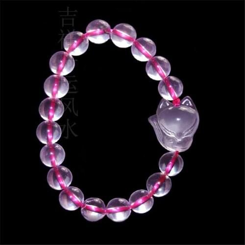 2017 Natural Star Light Crystal Beads Stretch Fox Pendant Bracelet AAA