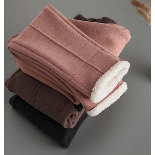 2020 Children Lamb Cashmere Pants Thick Warm Fleece Kids Winter Clothes Boys Girls Trousers for Baby Girls Woolen Fabric Pants