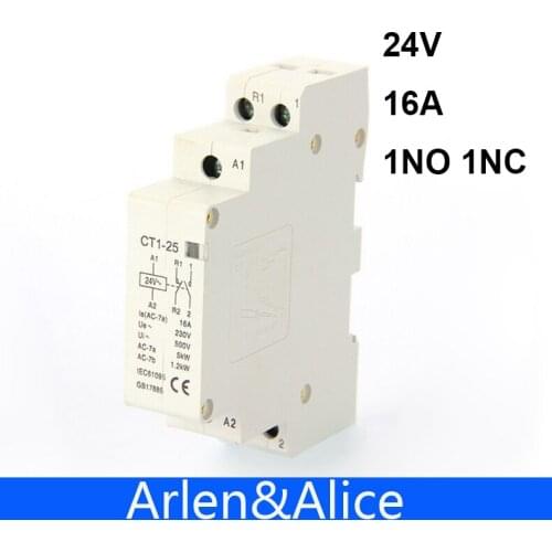 2P 16A 24V 50/60HZ Din rail Household ac Modular contactor 1NO 1NC