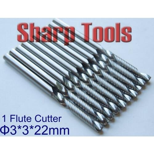 Custom 10pcs/set 3.0*22MM Single Flute Sprial Bit CNC Wood Cutter Router Tools, Tungsten Carbide Milling Cutter for CNC Milling