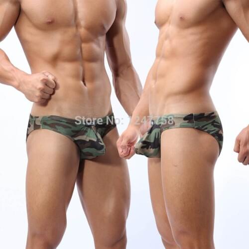 3Pcs/Lot New Mens Camouflage U-briefs Underwear Smooth Briefs Bulge Pouch Briefs