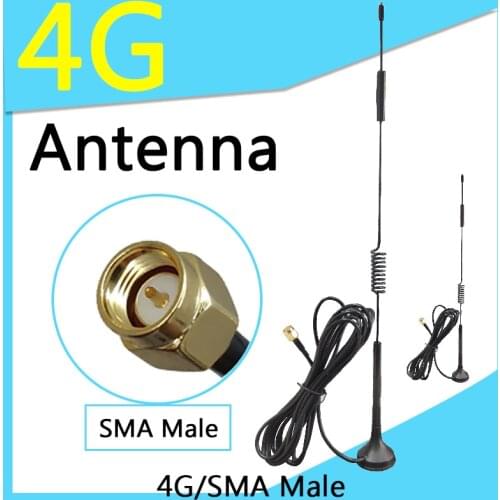 5pcs IOT 4G LTE Antenna ROUTER 12dbi SMA Male Antenna high-gain 600-6000mhz Cellular modem with magnetic Sucker Antena Antenna