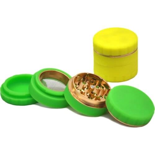 Smoking accessories diameter 63mm 4-layer zinc alloy color coated silicone smoke grinder for color matching broken metal grinder