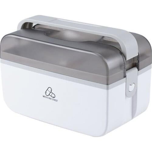 2 Layers Portable Plastic First Aid Kit for Car Storage Box Medicial Family Emergency Kit Box with Handle Medicine Chest