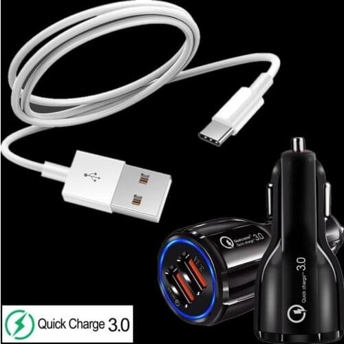 For Nokia 7 8 8.1 7.1 6.1 Phone QC 3.0 USB Car Charger Fast Adapter & Type C Cable For Huawei P30 Pro Honor 9 10 20 OnePlus 7 5T