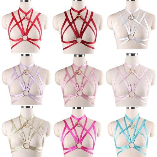 Neck Bondage Cage Bra Bralette Adjustable Body Harness Harajuku Fetish Rave Wear Burlesque Corset Gothic Festival Women