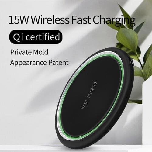 15W Wireless Charger For iPhone 12 11 Pro Xs Max Induction Fast Wireless Charging Pad For Samsung Xiaomi Round Wireless Charger