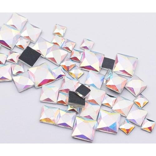 6mm 8mm 10mm mix size 150pcs Black square Shape Stones Glue Flatback Crystals Glass Strass Hotfix Rhinestones For Clothes