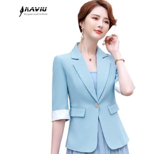 Temperament Spring Summer Blazer Women 2021 New Fashion Casual Half Sleeve Slim Jacket Office Ladies Work Coat
