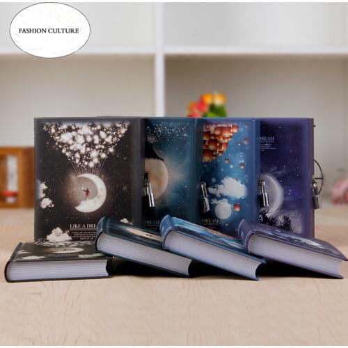 Creative Color Page with Lock Notebook"like Dream"diary Book Cute Function Planner Log Book Diary Stationery Gift Box Packaging
