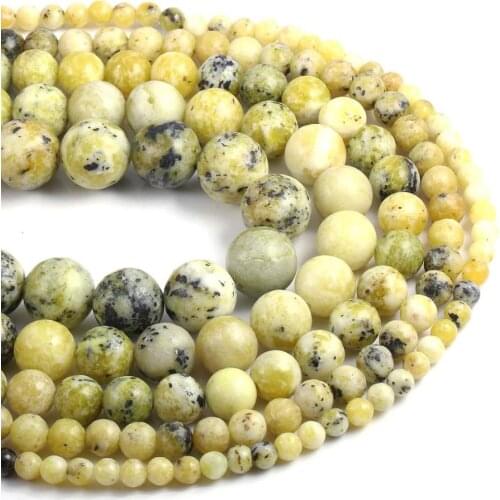 Natural Semi Precious Stone Beads Yellow Turquoises Circular DIY For Making Necklaces Bracelets And Earrings 4/6/8/10/12mm