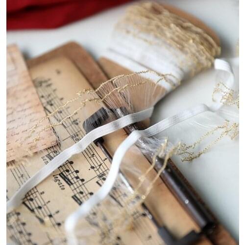 10 Meters gold elastic lace trimming high quality stretch lace fabric DIY Underwear Handmade Craft