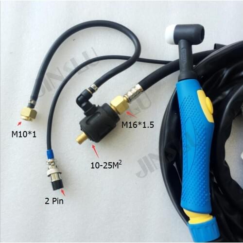 Air Cooled Tig Welding Torch WP17 WP-17 Blue Handle Gas And Power Seperated 8M