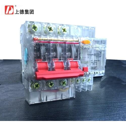 Group on three-phase four-wire circuit breakers/earth leakage protection switch/DZ47LE-3P+N C40A transparent