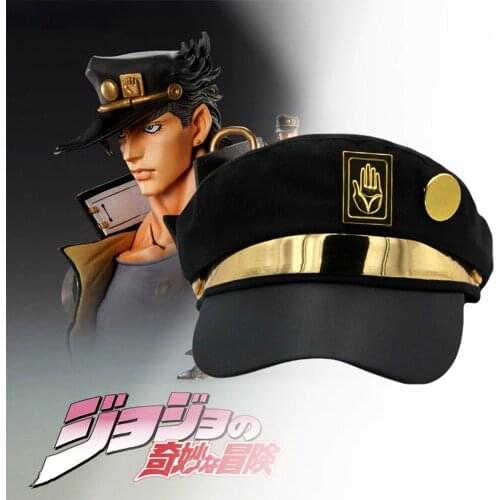 Jotaro Kujo Cosplay Anime JoJos Bizarre Adventure Cosplay Cap Accessories Hats Army Military Flatcap Badges Anime Around Gift