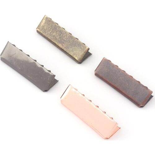 38mm Rose Gold Ribbon End Clamps with Loop,Ribbon Cord Rope Lanyard Clips End Fastener Leather Crimps Webbing Key fob Hardware