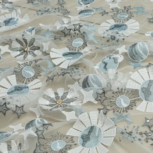 LASUI 1y=1lot High-end beaded 3D embroidery brilliant for diy wedding dress Cheongsam,bridal gown. lace apparel fabrics X0361