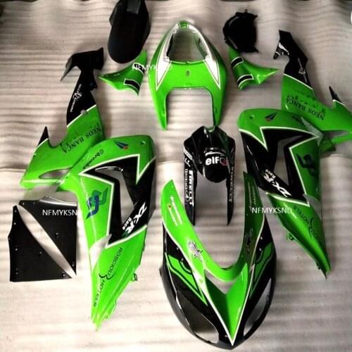 Hot Sales,Body kit For KAWASAKI NINJA ZX 10R 06-07 ZX10R 2006 2007 ZX 10 R Green black moto fairing Injection molding