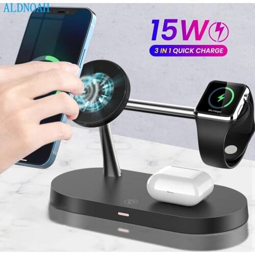3 in 1 Magnetic Fast Wireless Charger Multiple Devices Charging Station with For iPhone 12 12Pro Max Mini iwatch 6 5 and AirPods
