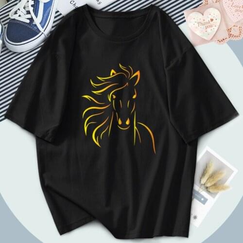 Fashion Horse Tshirt women Graphic Plus Size Shirts 2021 Summer Black Casual Tops Tees Female Loose Fit Short Sleeve Camiseta