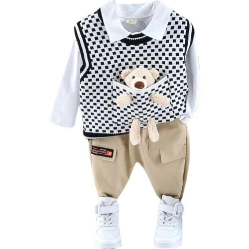 Fashion Children Clothes New Autumn Baby Girls Clothing Boys Cotton Vest T-Shirt Pants 3Pcs/Sets Toddler Costume Kids Tracksuits