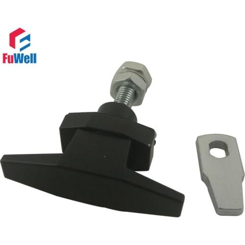 MS309-3-2 Metal Black Cabinet Lock with Handle Fit 1-4mmm Thickness Cupboard Cabinet Door Compression Type Plane Lock
