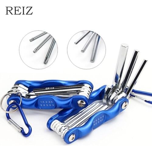 REIZ Universal Folding Wrench Adjustable Allen Key Set Foldable Spanner Torx Hexagon Screw Nut Driver Household Repair Hand Tool