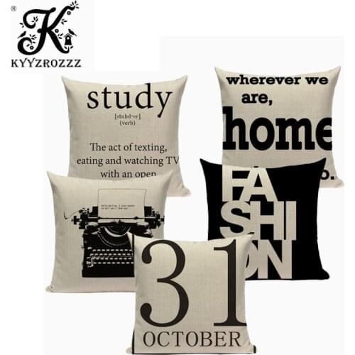 Geometric Letter Simple Style Pillow Covers High Quality Linen Cotton Cushion Cover Camping Bed Garden Home Decor Pillowcase
