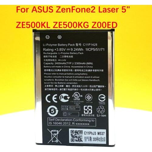 New 2400mAh C11P1428 Battery For Asus ZE500kl Zenfone 2 Laser ZE500KG Z00ED Mobile Phone With Tracking Number