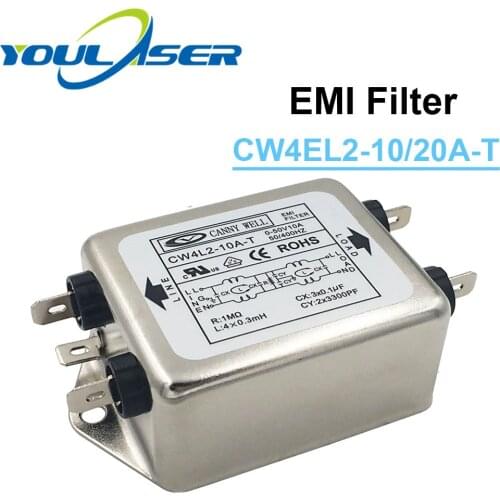 Single Phase Power EMI Filter CW4L2-10A-T / CW4L2-20A-T AC 115V / 250V 20A 50/60HZ for Laser Engraving and Cutting Machine