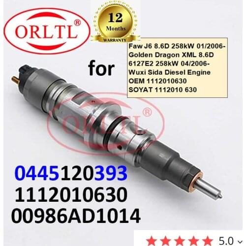ORLTL 0445120393 00986AD1014 Genuine New Common Rail Fuel Injector 0 445 120 393 1112010630 for Faw J6 8.6D 258kW 01/2006