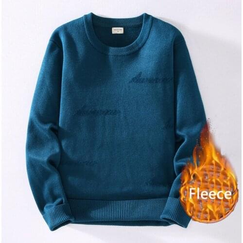 20103 Autumn Winter Warm Thick Fleece Sweater Letter Jacquard Harajuku Streetwear Soft Skin-Friendly Pullover Slim Knitwear